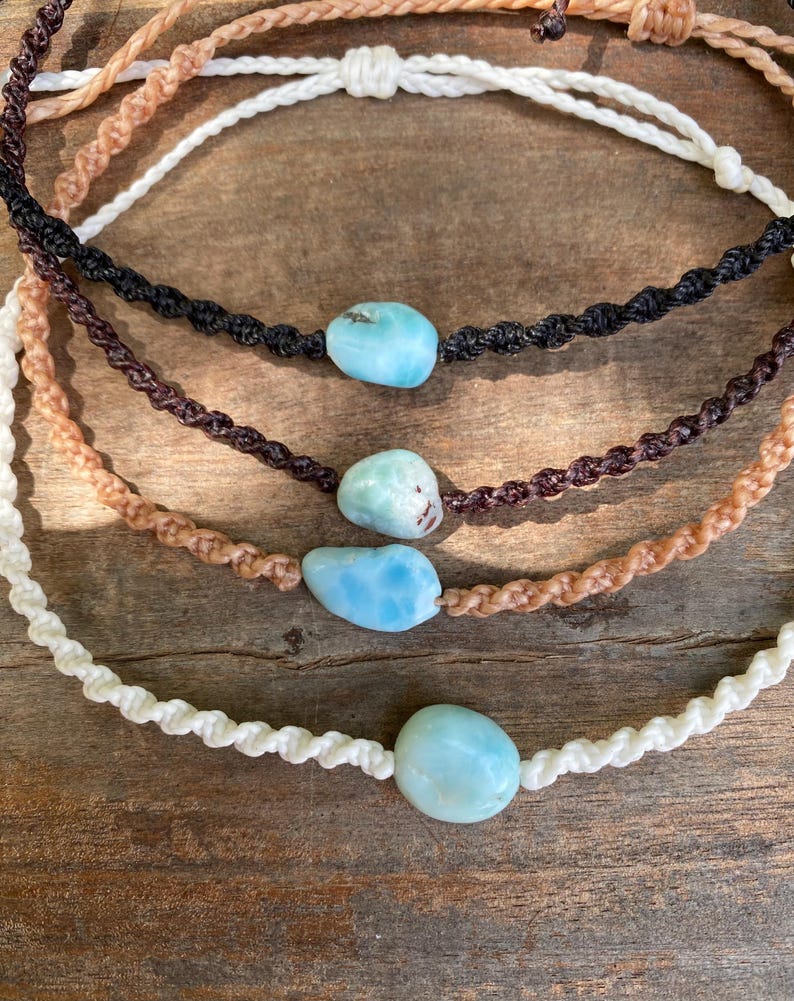 Larimar Macramé Bracelet
